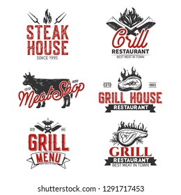 Set of meat labels.Vector illustarion.