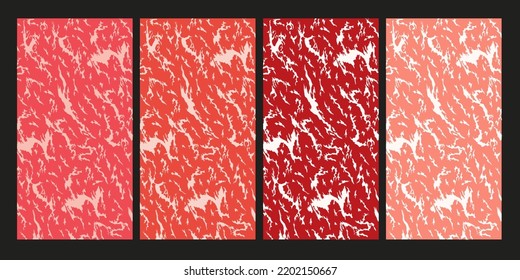 Set Meat Marbled Background. Vector Illustration
