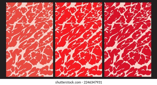 set Meat marbled background. Vector illustration