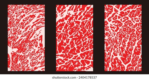 Set Meat marbled background. Vector illustration