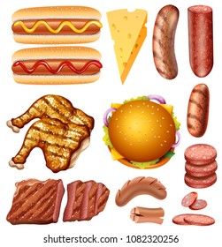 A Set of Meat and Meal illustration