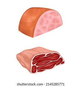 Set of meat products. Butchery meat shop assortment vector illustration