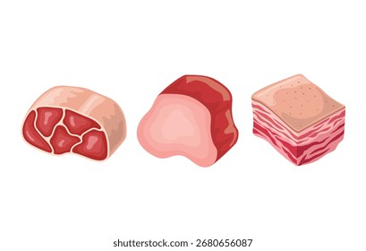 Set of meat products from butchery vector illustration