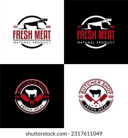 set of meat shop, butchery shop logo design template collection. cow and meat cleaver knife vector design
minimalism, stamp, badge, symbol, icon, for logo fresh butcher shop, beef