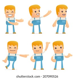 set of mechanic character in different interactive  poses