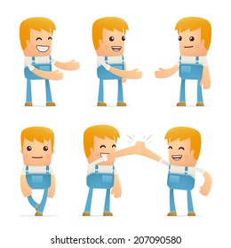 set of mechanic character in different interactive  poses