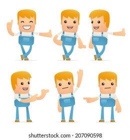 set of mechanic character in different interactive  poses