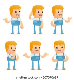 set of mechanic character in different interactive  poses