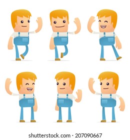 set of mechanic character in different interactive  poses