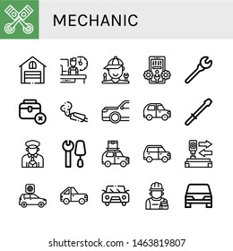 Set of mechanic icons such as Pistons, Garage, Shift, Mechanic, Configuration, Wrench, Toolbox, Muffler, Car, Screwdriver, Taxi driver, Tools, Auto, Repairman , mechanic