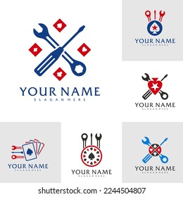 Set of Mechanic Poker logo vector template, Creative Poker logo design concepts