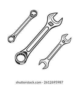 Set of Mechanic stuff, Mechanical stuff silhouette.