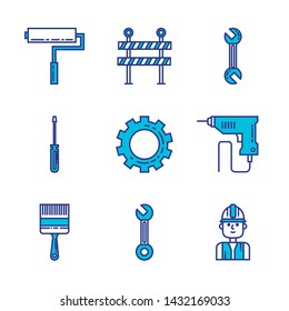 set of mechanic tool to industrial build construction vector editable