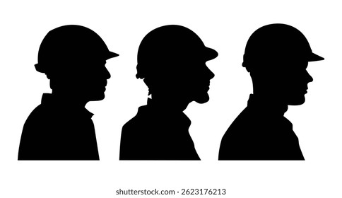 Set of mechanical engineer head silhouette designs
