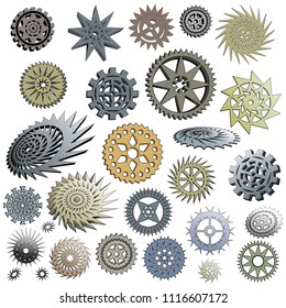 A set of mechanical gears. Modern flat vector collection for design.