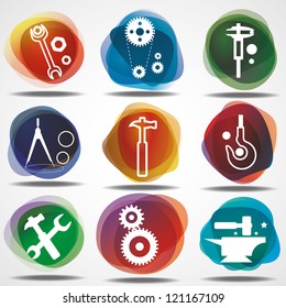 Set of mechanical  icons. Eps10 .Image contain transparency and various blending modes