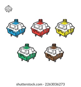 Set  of Mechanical Keyboard Switch Icon Design Illustration.