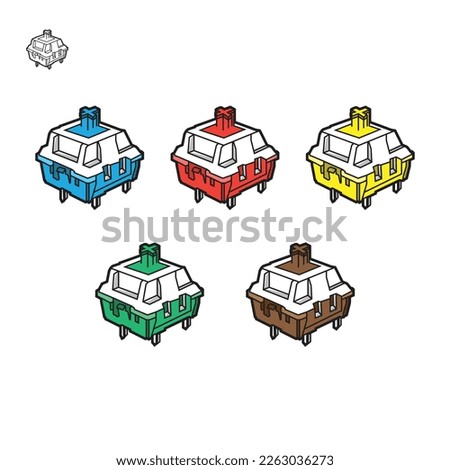 Set  of Mechanical Keyboard Switch Icon Design Illustration.