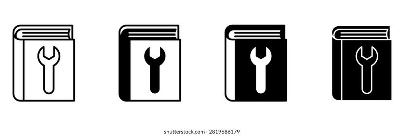 Set of mechanical repair manual book icons