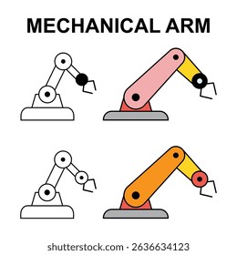 Set of Mechanical robot arm machine icon, technology hydraulic robotic hand, vector illustration .