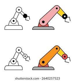 Set of Mechanical robot arm machine icon, technology hydraulic robotic hand, vector illustration .