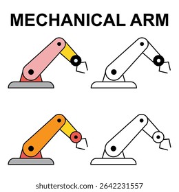Set of Mechanical robot arm machine icon, technology hydraulic robotic hand, vector illustration .