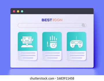 Set Mechanical robot hand, Robot and Remote control icon. Vector