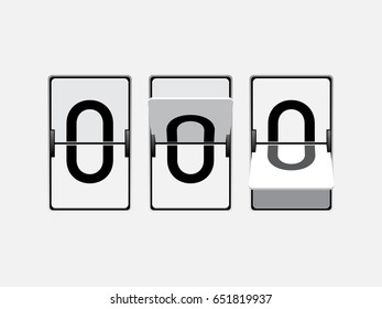 Set of mechanical scoreboard digits. Number 0. Black digit on white board.