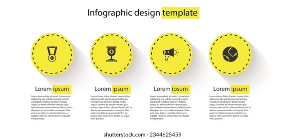 Set Medal with baseball ball, Award cup, Megaphone and Baseball. Business infographic template. Vector