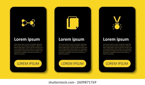 Set Medal, File document and Molecule. Business infographic template. Vector