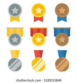Set of Medal - gold, silver and bronze isolated on white background