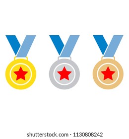 set medal vector  flat symbols coollection award - winner champion