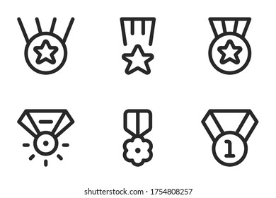 set of medal vector icon 