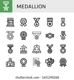 Conjunto de iconos de medallón. Tales como Medalla, Premios, Insignia, Premio, Recompensa , íconos de medallón