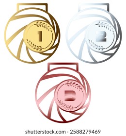 set of medals 1st, 2nd, 3rd place - gold, silver, bronze