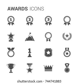 Set of medals and awards icons, vector eps10 illustration