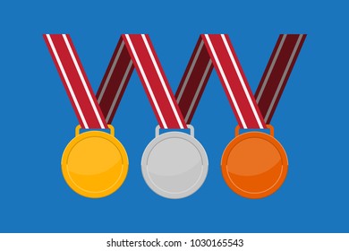 set of medals icon vector flat design.