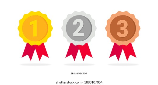 Set of Medals Illustration Award. Gold, Silver, Bronze Medal - EPS 10 Vector