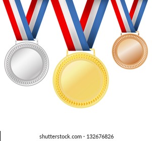 set of medals on white