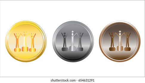 set of medals on white.