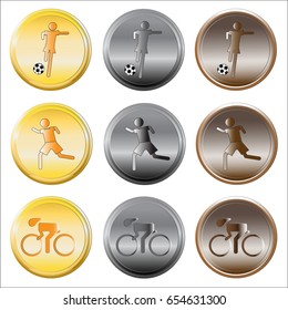 set of medals on white.