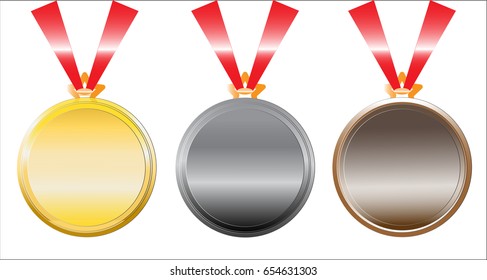 set of medals on white.