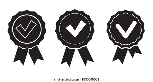 Serie de medallas de calidad. Certificación de producto. Producto premium. Ilustración vectorial.