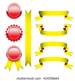 Set of medals and ribbons.
