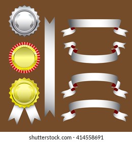 Set of medals and ribbons.