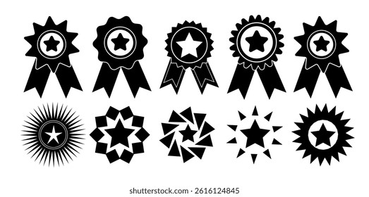 Set of medals with stars. hand drawn. Not AI, Vector illustration.