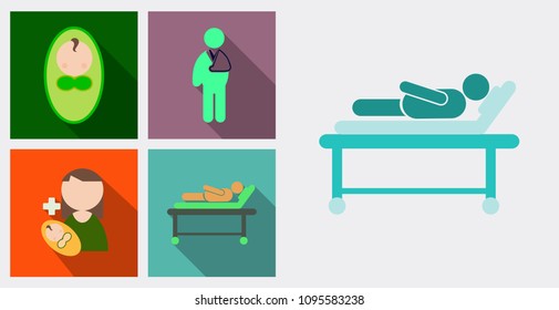 Set of medecine icons patient baby mother with baby