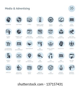 Set of media and advertising icons