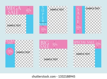 Set media banners with discount offer. Shopping background, label for business promotion. Can be used for website and mobile website banners, web design, posters, email and newsletter designs.