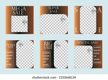 Set media banners with discount offer. Shopping background, label for business promotion. Can be used for website and mobile website banners, web design, posters, email and newsletter designs.